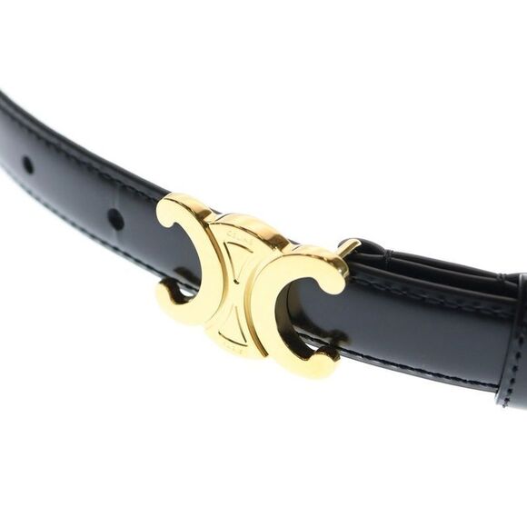 Celine Triomphe Belt Black Leather Gold Hardware - Picture 4 of 6